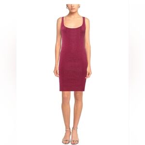 VICOLO metallic burgundy knit stretchy sleeveless mini dress in S